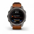 Умные спортивные часы премиум-класса Fenix 7 Pro – Sapphire Solar Edition Carbon Gray DLC Titanium with Leather band (010-02777-30)