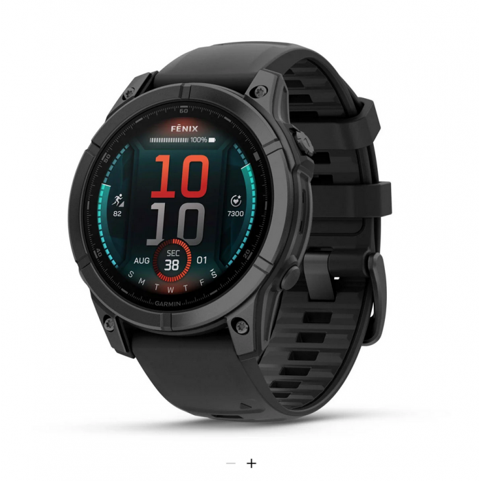 Fenix E – 47 mm, AMOLED Slate Gray Steel with Black Silicone Band