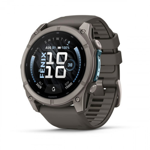Мульти-спортивные часы Fenix 9 – 51mm Titanium with Pebble Gray Silicone Band