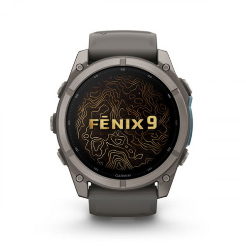 Мульти-спортивные часы Fenix 9 – 51mm Titanium with Pebble Gray Silicone Band