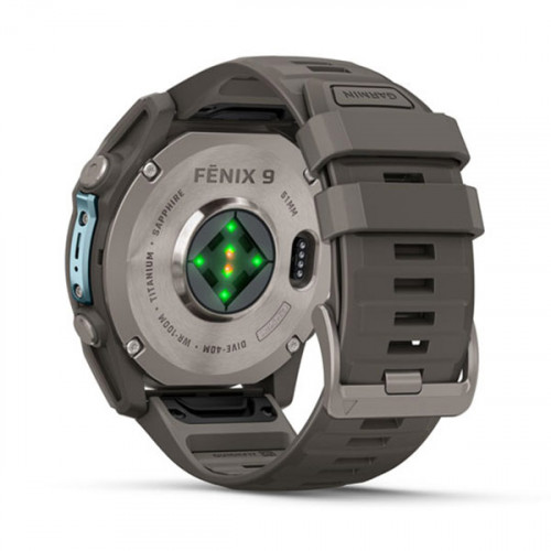 Мульти-спортивные часы Fenix 9 – 51mm Titanium with Pebble Gray Silicone Band