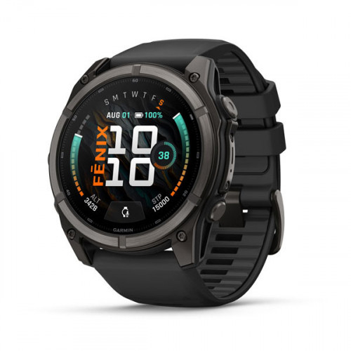Мульти-спортивные часы Fenix 9 – 51mm Carbon Gray DLC Titanium with Black Silicone Band
