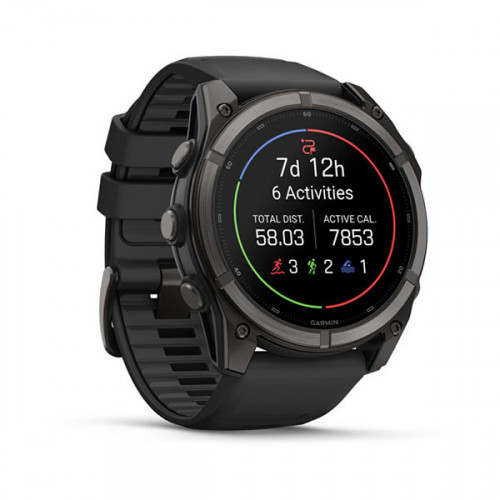 Мульти-спортивные часы Fenix 9 – 51mm Carbon Gray DLC Titanium with Black Silicone Band