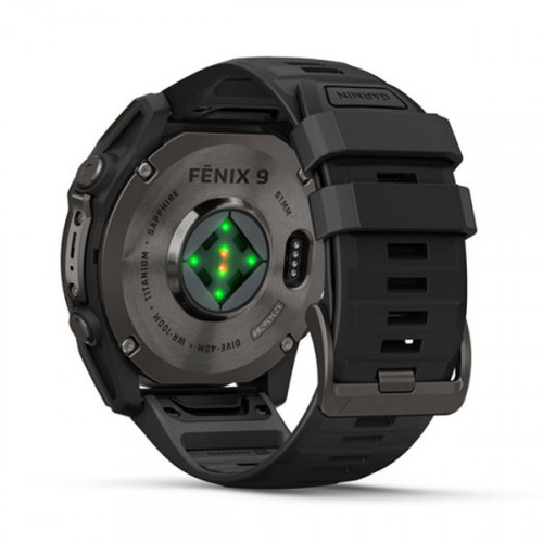 Мульти-спортивные часы Fenix 9 – 51mm Carbon Gray DLC Titanium with Black Silicone Band