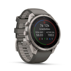 Fenix 9 Pro Solar – 47mm Titanium with Pebble Gray/Silver Gray Silicone Band