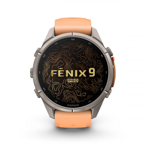 Мульти-спортивные часы Fenix 9 Pro – 43mm Titanium with Shell Pink/Autumn Orange Silicone Band