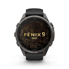 Fenix 9 Pro – 43mm Carbon Gray DLC Titanium with Black/Pebble Gray Silicone Band