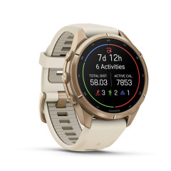 Fenix 9 Pro – 43mm Autumn Gold Titanium with Cream/Fog Gray Silicone Band
