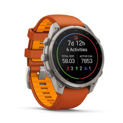 Fenix 9 Pro – 47mm Titanium with Autumn Orange/Spark Orange Silicone Band