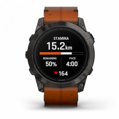 EPIX PRO(Gen 2) Sapphire Edition 51 мм, титановый угольно-серый, DLC, коричневый кожаный ремешок
