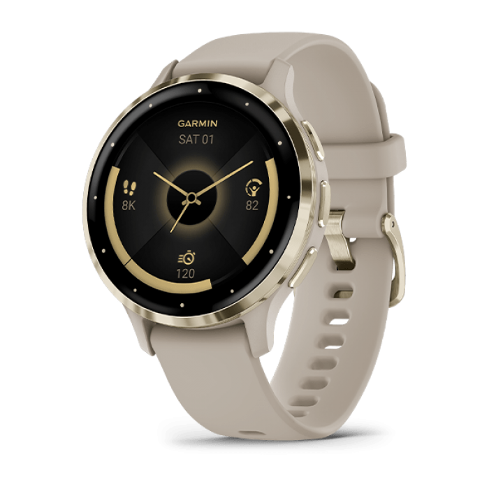 Умные часы VENU 3S цвета "французский серый" с золотистым безелем (010-02785-02)